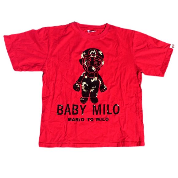 Bape Shirts Vintage Bape Baby Milo Red Shirt With Gold Short